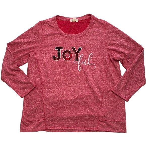 Style & Co Plus Size Shirt Top Women's 3X Red JOYFUL Positive Graphic NEW - Picture 1 of 12